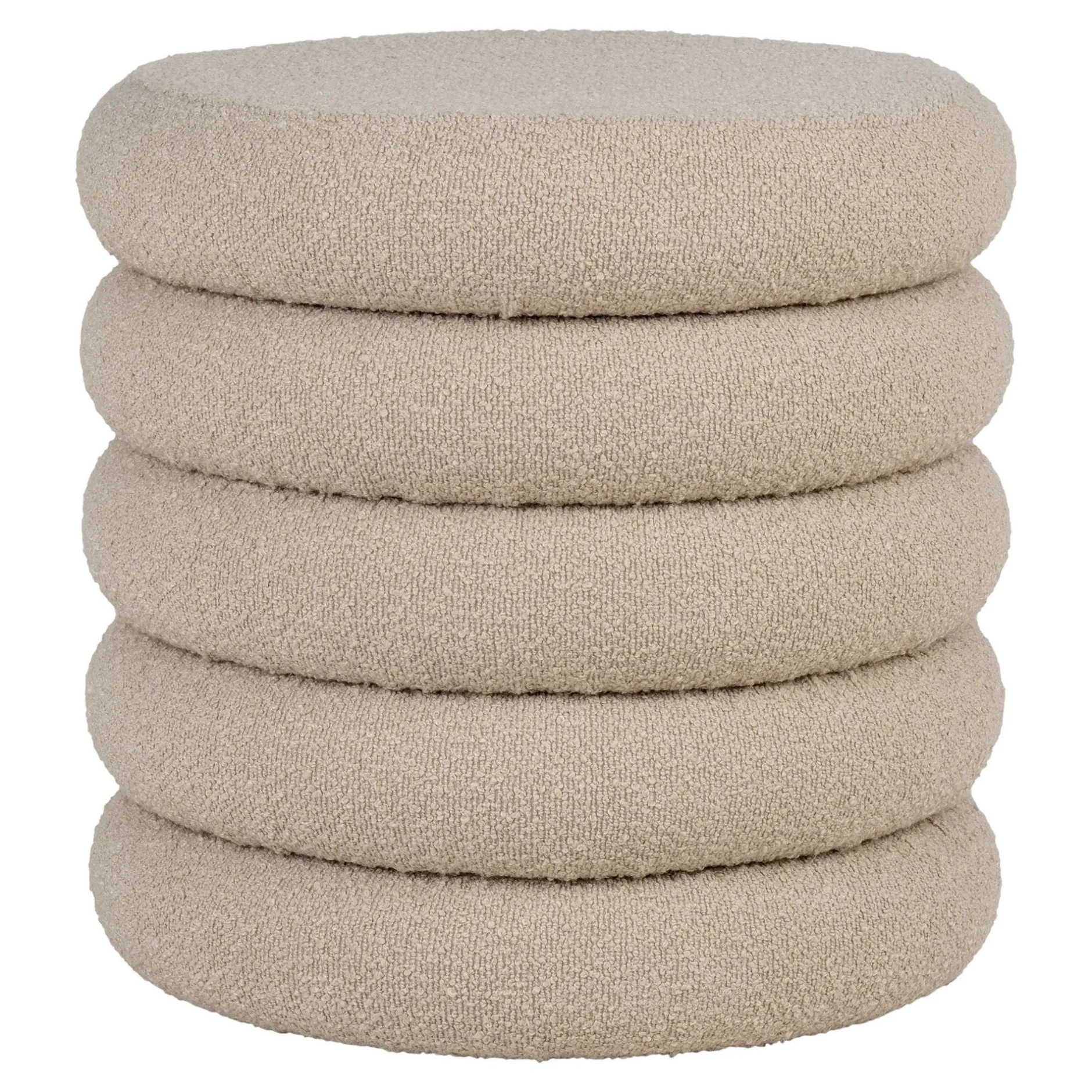 Brooklyn Beige Bouclé Pouf mit Aufbewahrung Ø44x44 cm