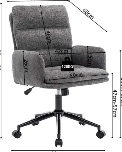 Bürostuhl Aimé - 64x68x88cm - verstellbar - dunkelgrau