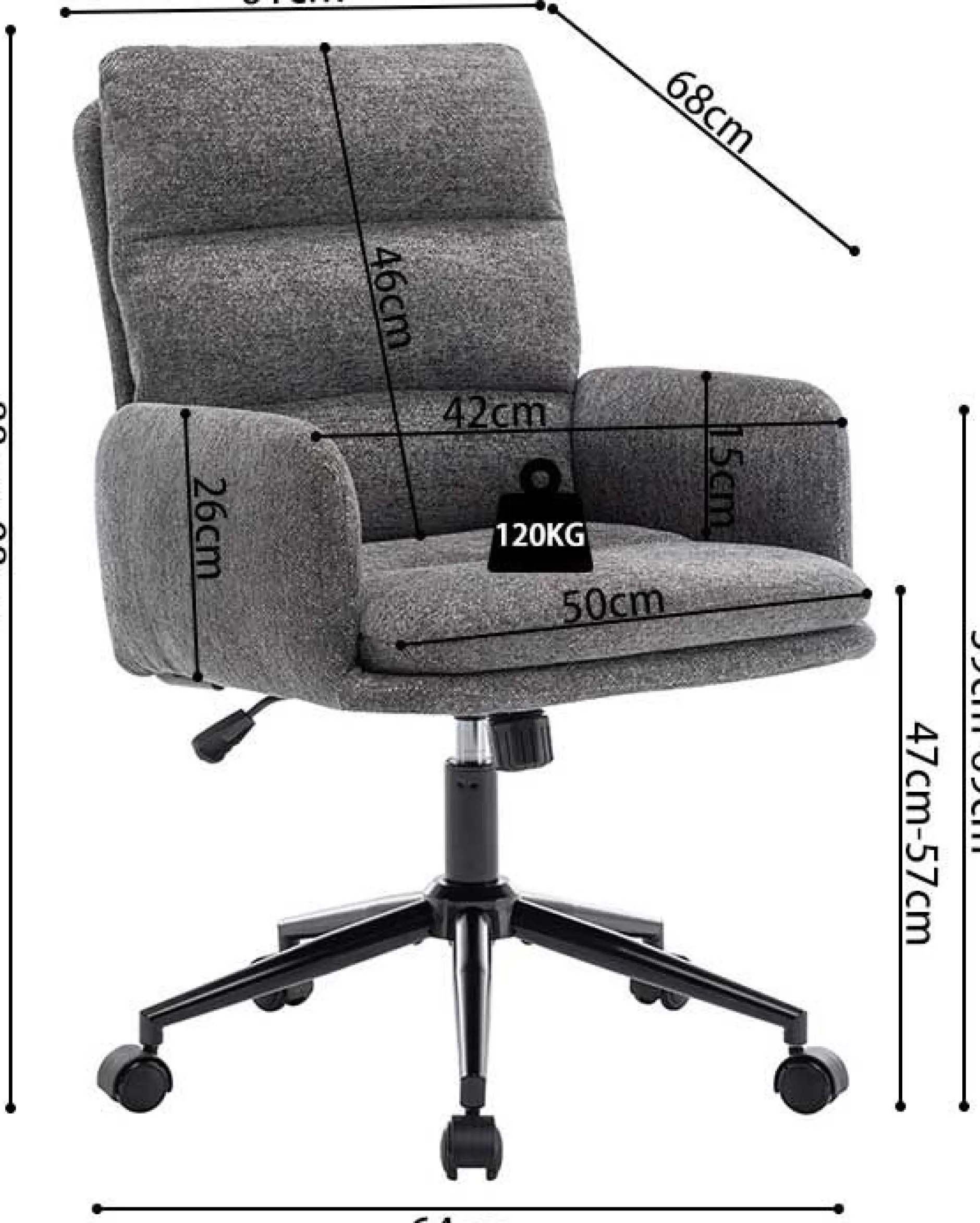 Bürostuhl Aimé - 64x68x88cm - verstellbar - dunkelgrau