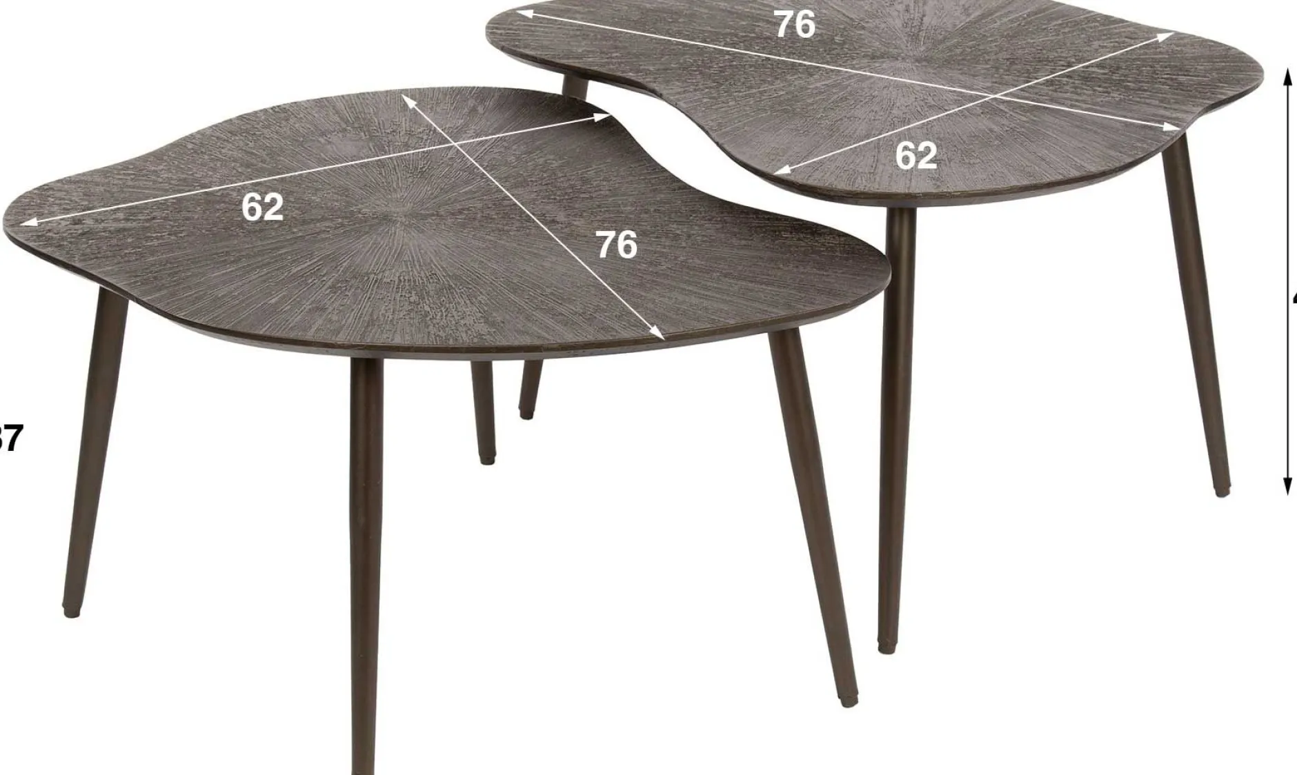 Brown Ray Metall Blatt Couchtisch Set/2 - Dunkelbraun Bronze