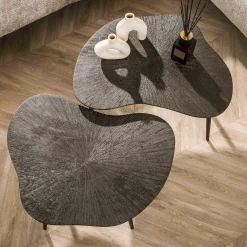 Brown Ray Metall Blatt Couchtisch Set/2 - Dunkelbraun Bronze