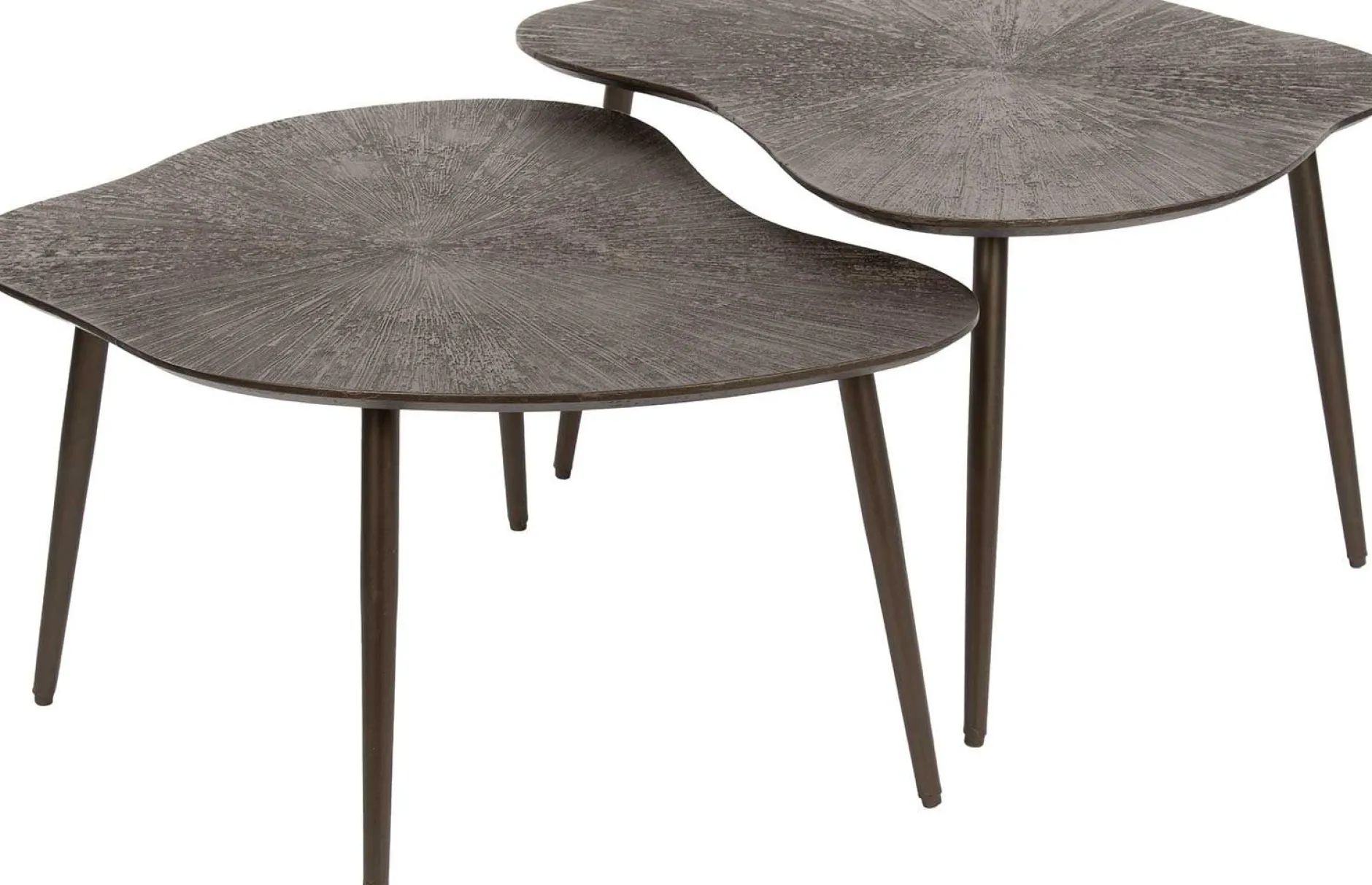 Brown Ray Metall Blatt Couchtisch Set/2 - Dunkelbraun Bronze