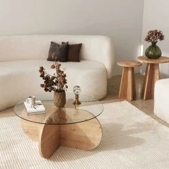 Bubble Couchtisch | GEHÄRTETES GLAS | Saphir-Eiche