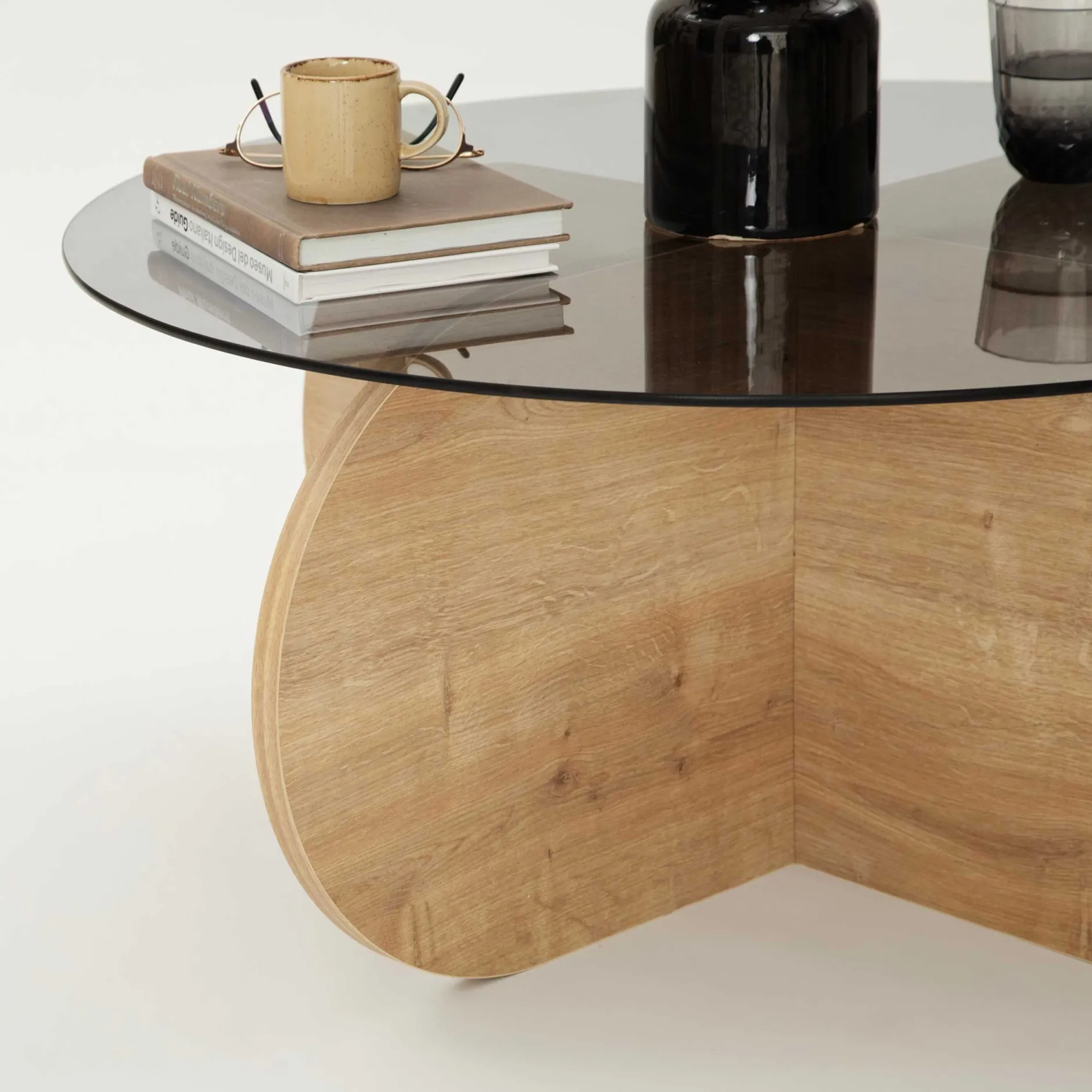 Bubble Couchtisch | GEHÄRTETES GLAS | Eiche, Rauch