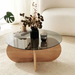 Bubble Couchtisch | GEHÄRTETES GLAS | Eiche, Rauch
