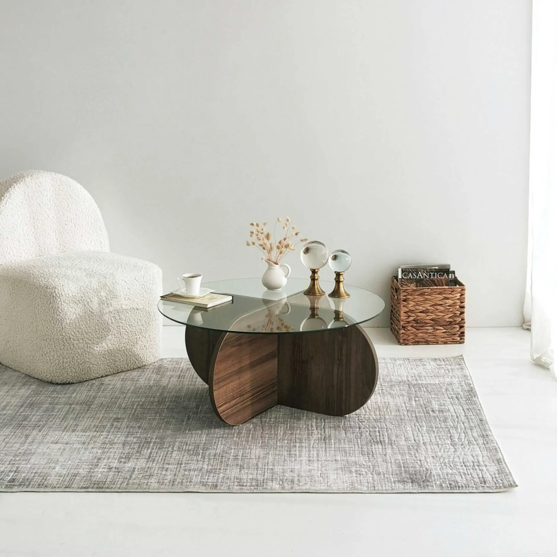 Bubble CT Couchtisch | GEHÄRTETES GLAS | Walnuss