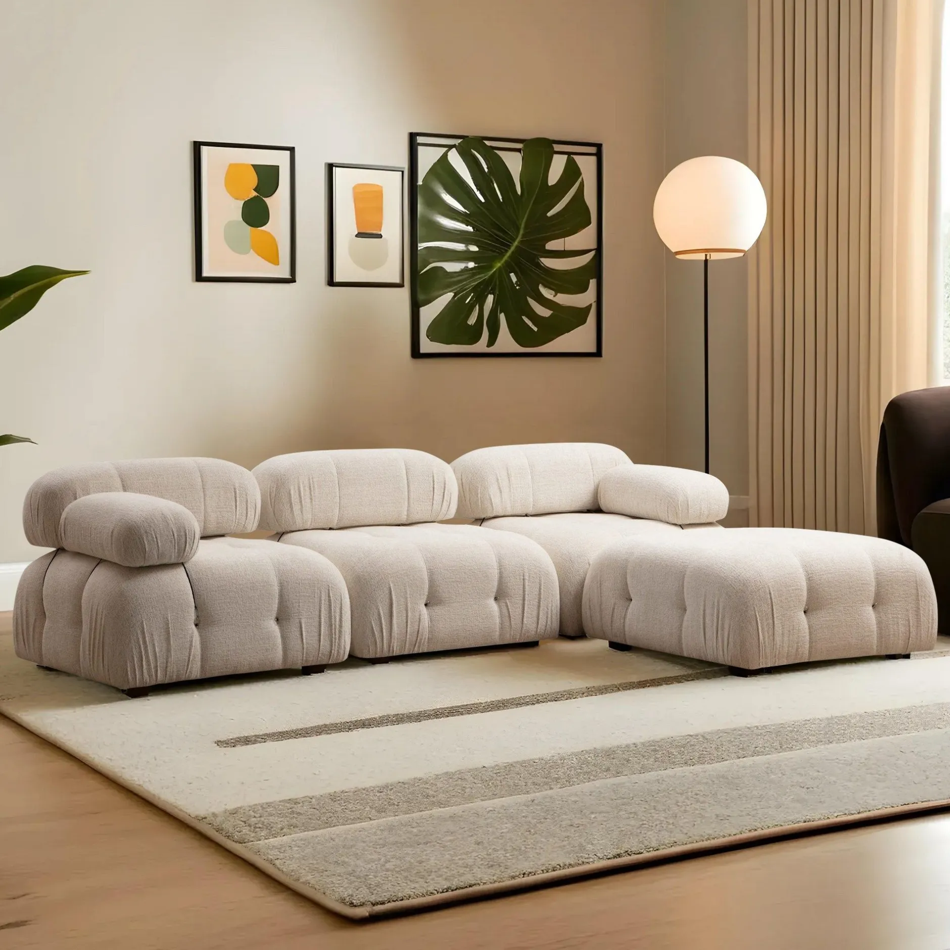 Bubble Ecksofa | BUCHENHOLZ / SPANPLATTE | Creme