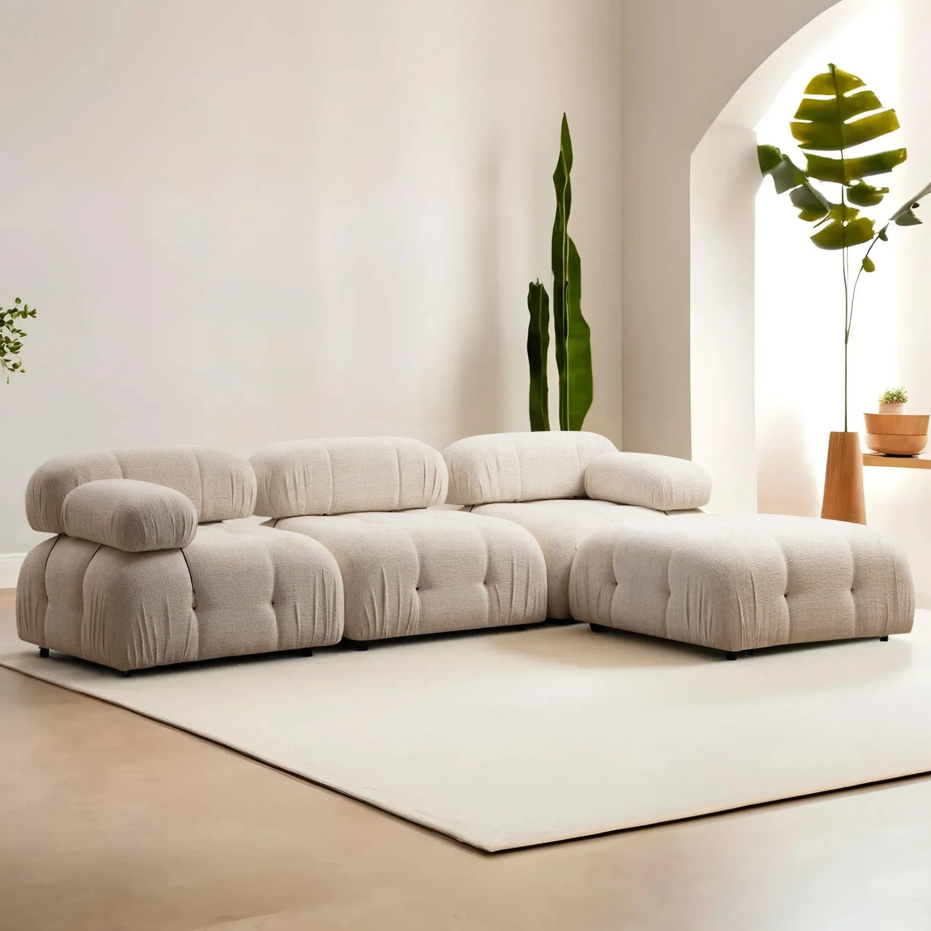 Bubble Ecksofa | BUCHENHOLZ / SPANPLATTE | Creme