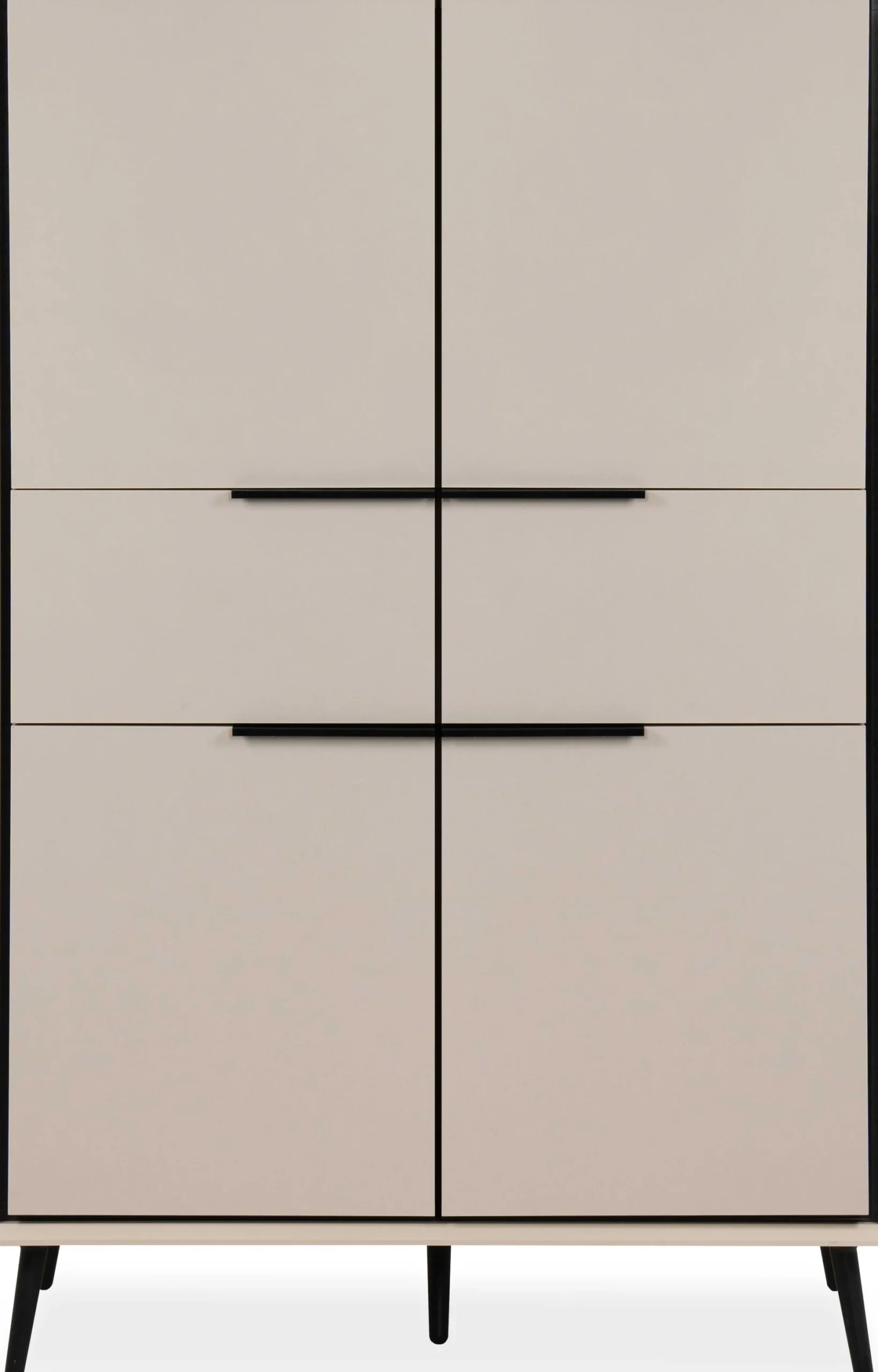 Buffetschrank Auryn - 90x38x140cm - 4 Türen und 2 Schubladen - sand/schwarz