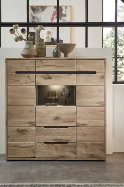 Buffetschrank Bellini 125cm 3 Türen und 2 Schubladen - Eiche/anthrazit
