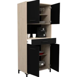 Buffetschrank Felicity 80cm, 4 Türen und 1 Schublade - Eichendekor/schwarz