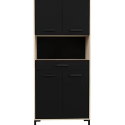 Buffetschrank Felicity 80cm, 4 Türen und 1 Schublade - Eichendekor/schwarz