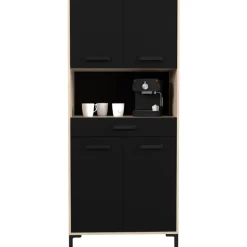 Buffetschrank Felicity 80cm, 4 Türen und 1 Schublade - Eichendekor/schwarz