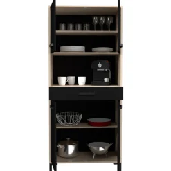 Buffetschrank Felicity 80cm, 4 Türen und 1 Schublade - Eichendekor/schwarz