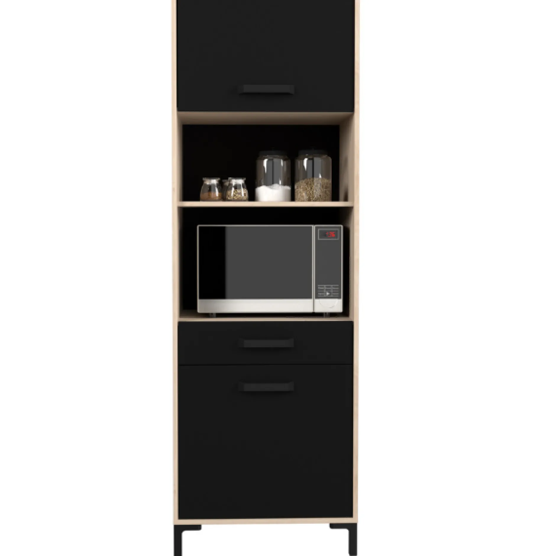 Buffetschrank Felicity 60cm, 2 Türen - Eichedekor/schwarz