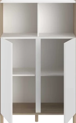 Buffetschrank Morpheus - 84x40x135cm - 2 Türen - Eiche Dekor/Weiß