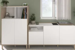 Buffetschrank Morpheus - 84x40x135cm - 2 Türen - Eiche Dekor/Weiß