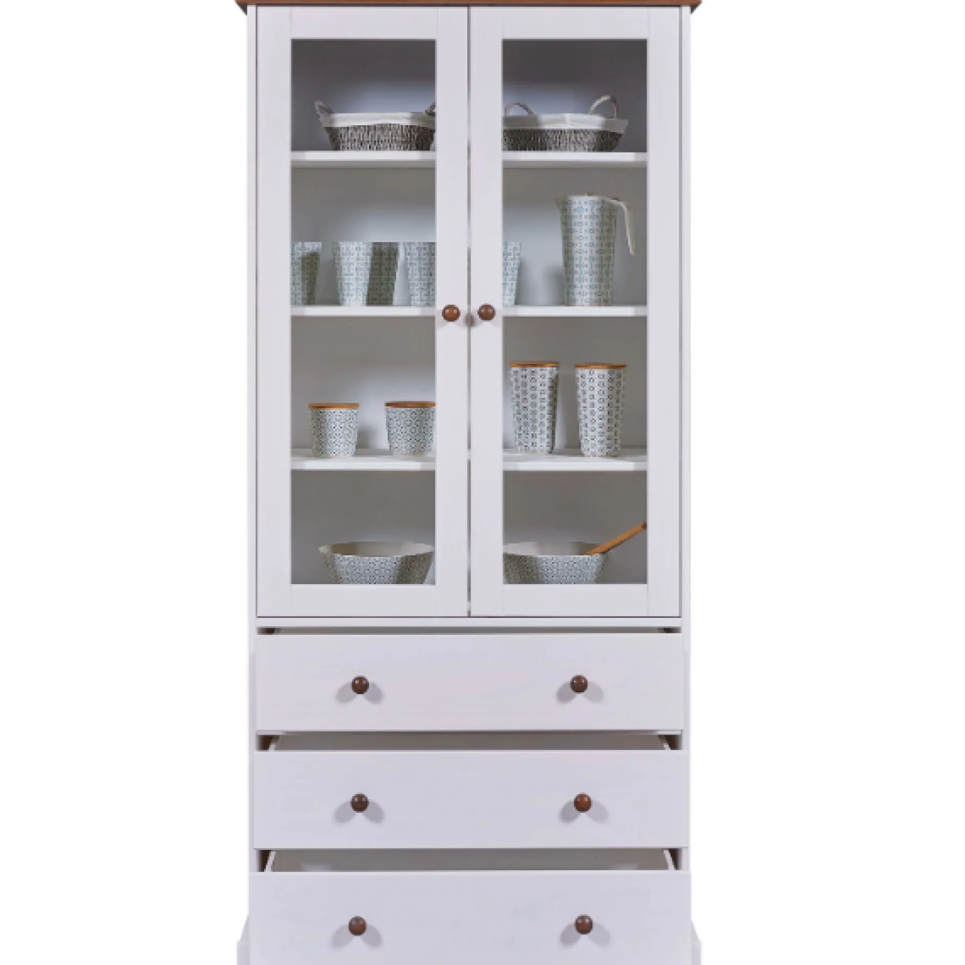 Buffetschrank Westerland | 90 x 38,4 x 190 | Kiefer massiv | Farbe: Weiß