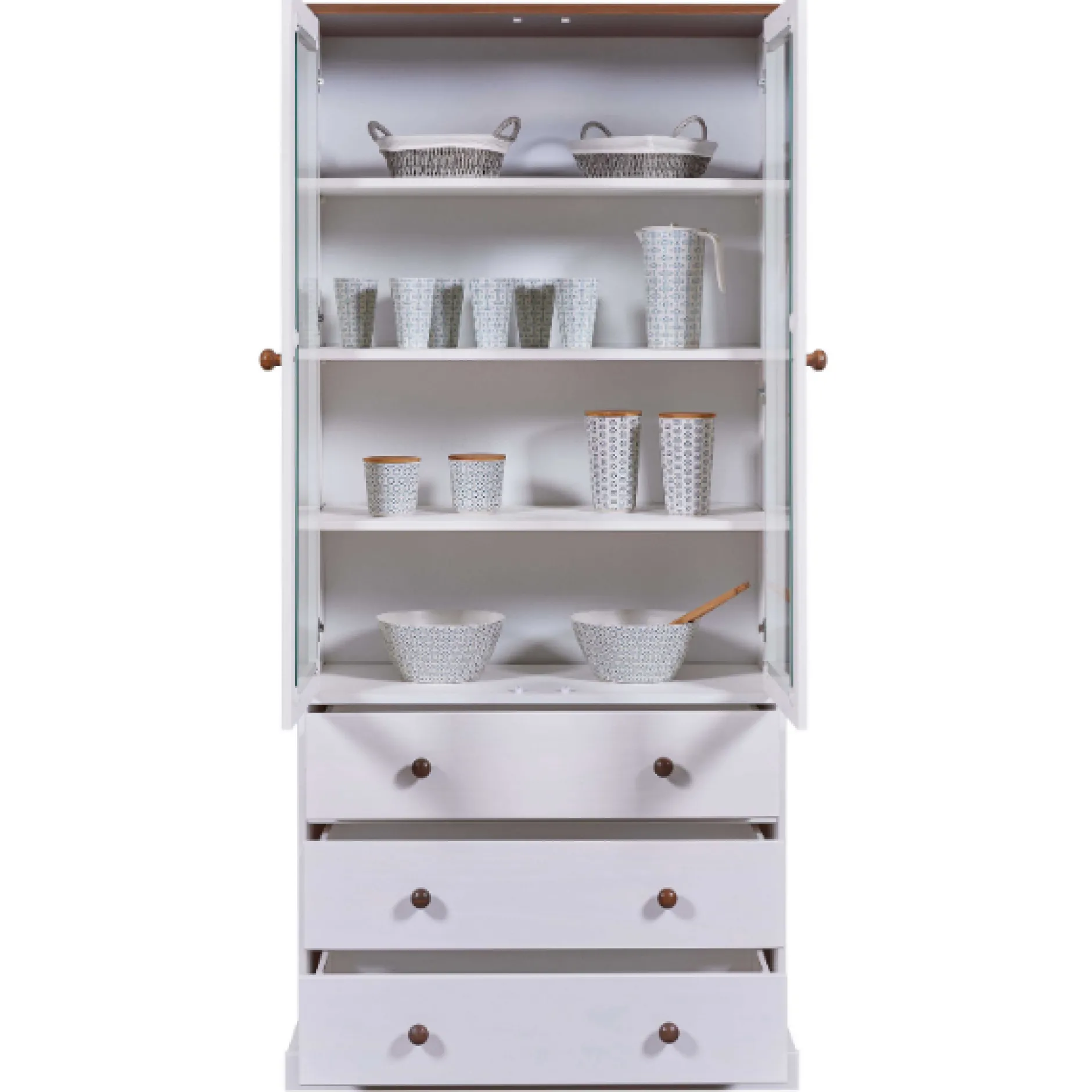 Buffetschrank Westerland | 90 x 38,4 x 190 | Kiefer massiv | Farbe: Weiß