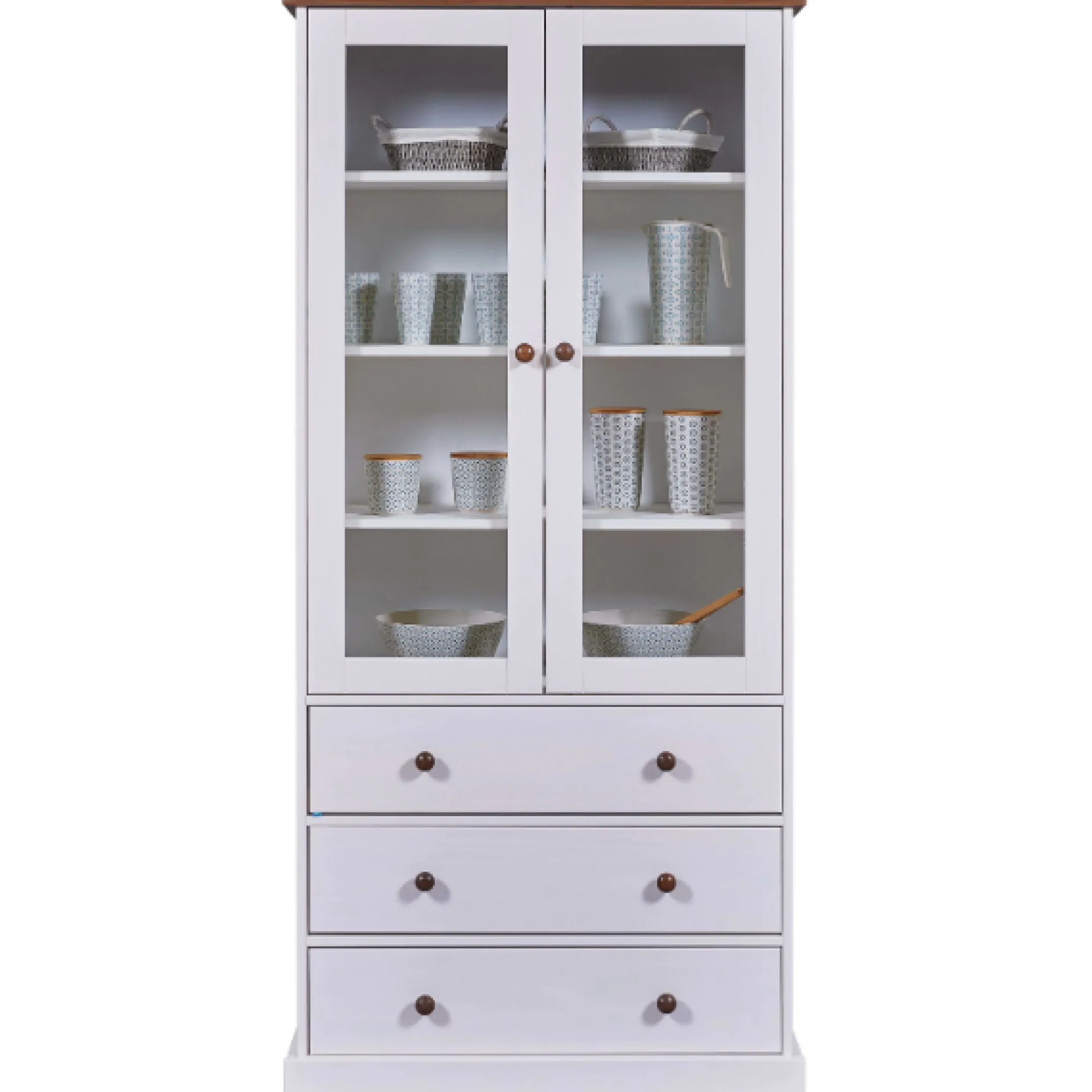 Buffetschrank Westerland | 90 x 38,4 x 190 | Kiefer massiv | Farbe: Weiß