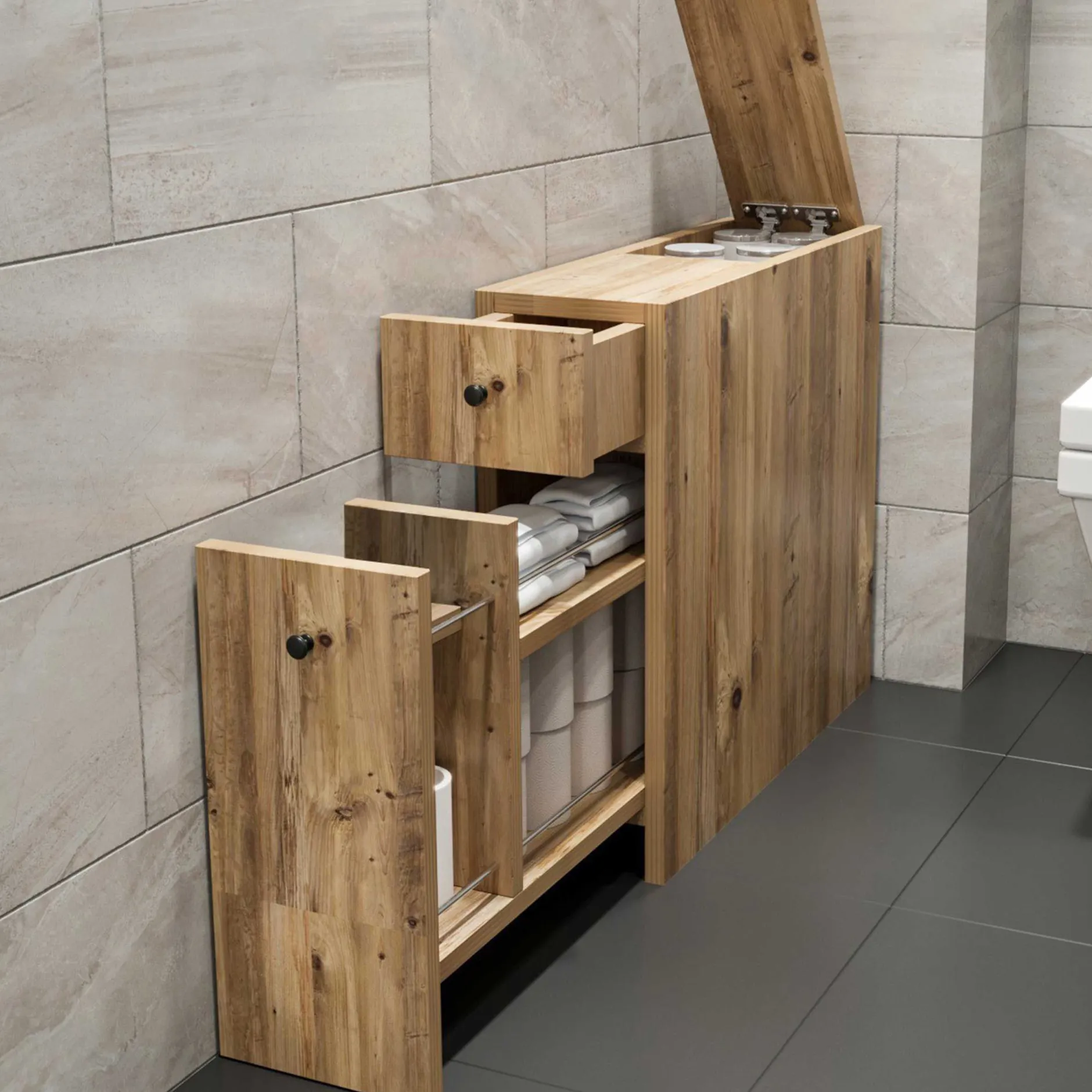 Calencia Badezimmerschrank | 100 % MELAMIN | Eiche