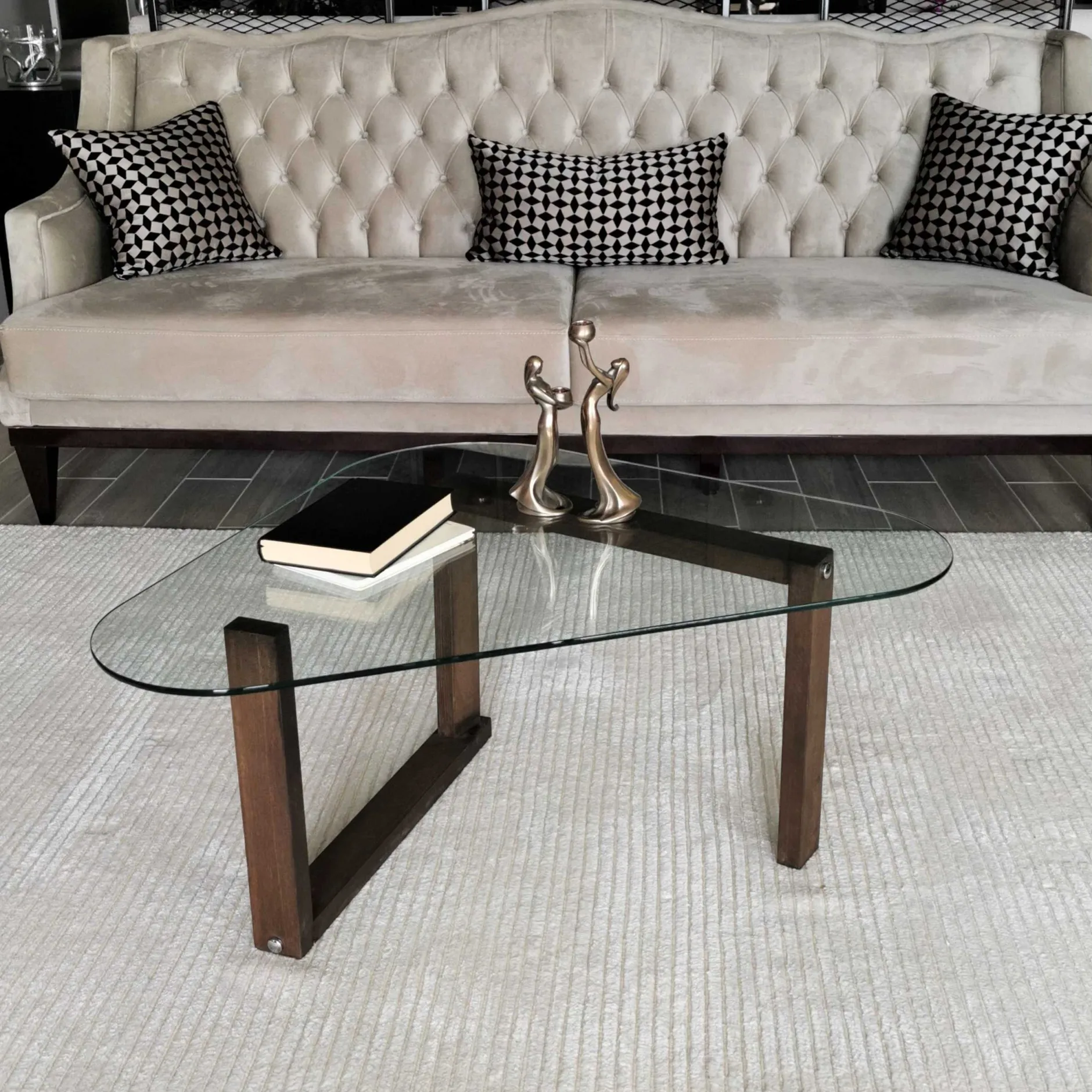 Cam Couchtisch | GEHÄRTETES GLAS | Walnuss