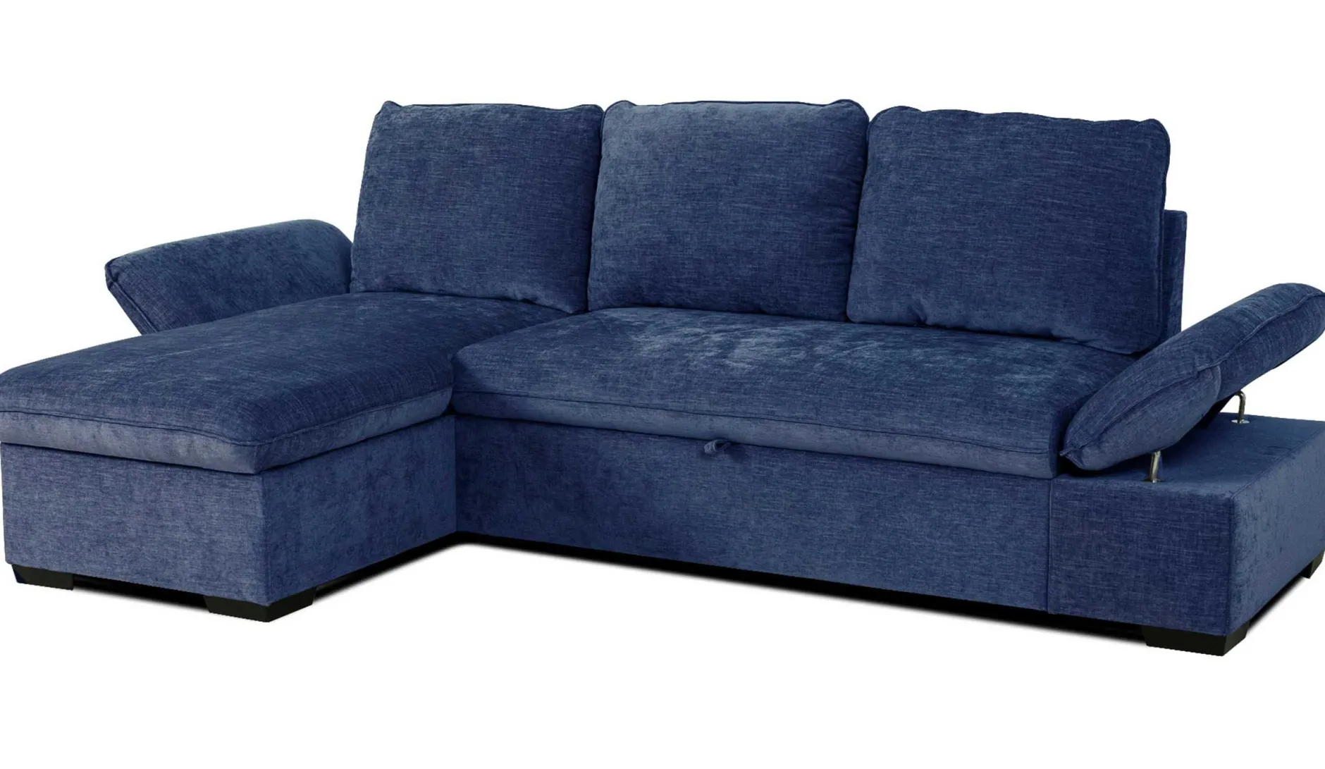 Candy Eckbank links - mit Stauraum - blau