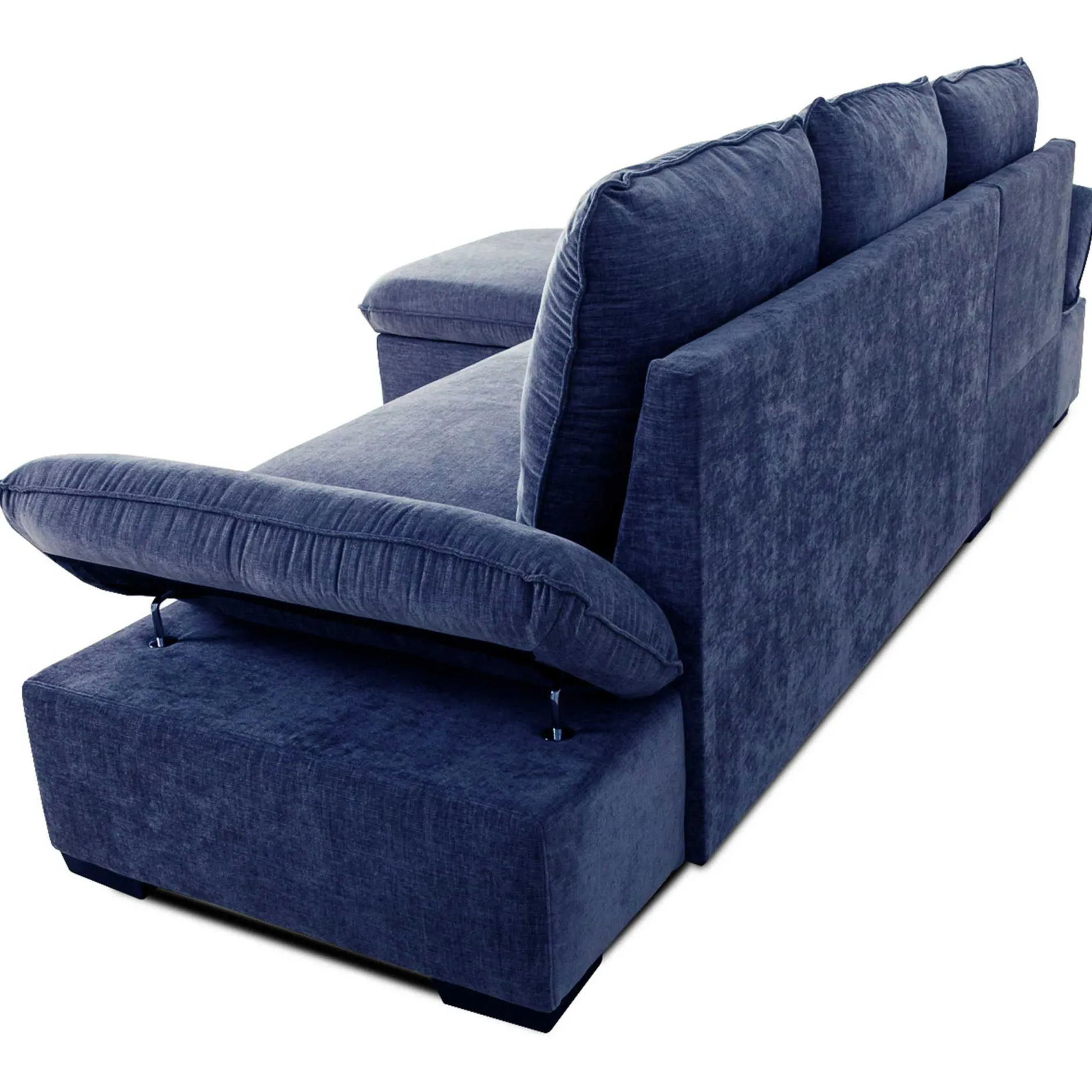 Candy Eckbank links - mit Stauraum - blau