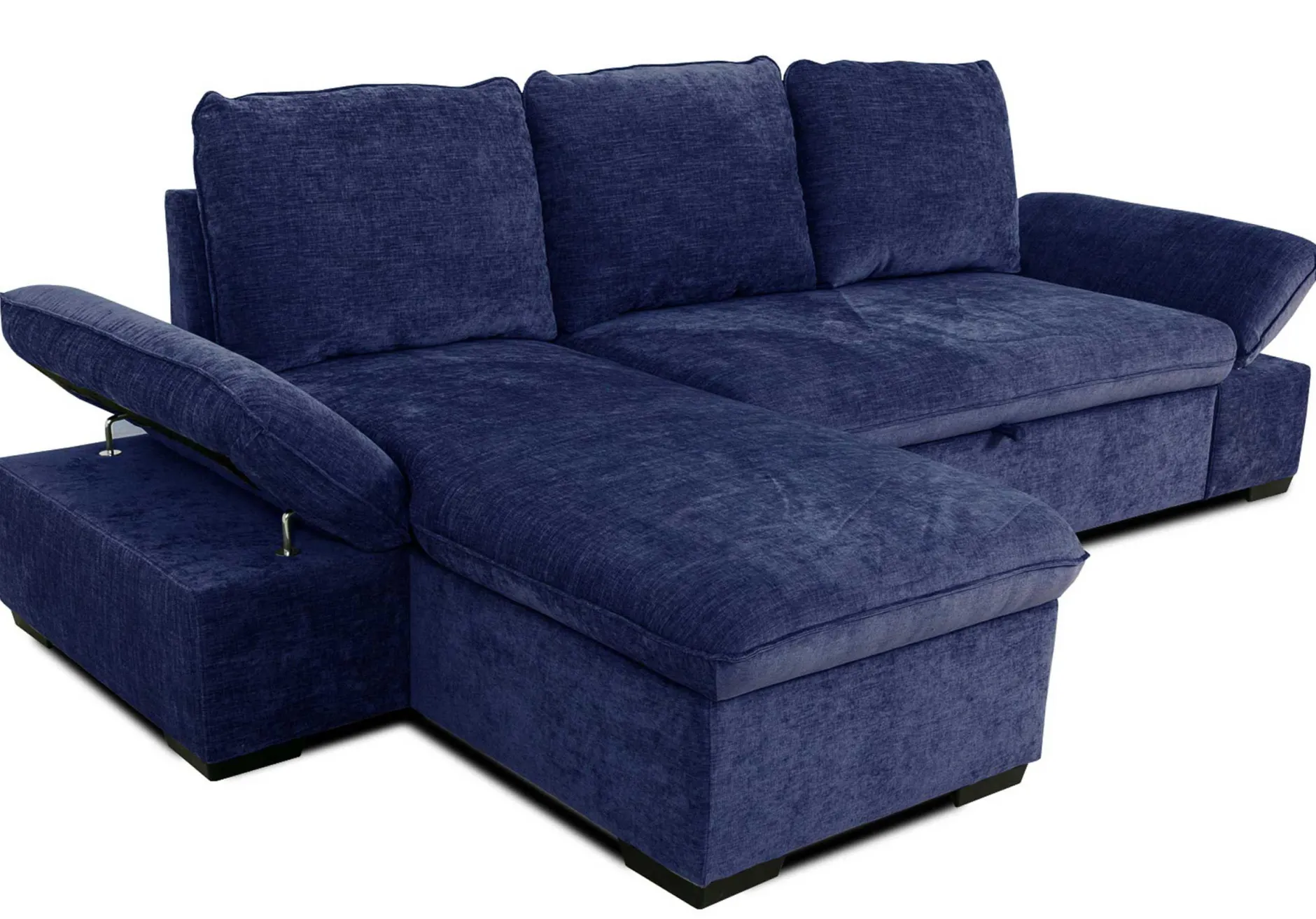 Candy Eckbank links - mit Stauraum - blau