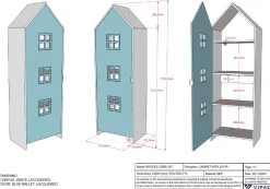 Casami Brügge 2-teiliger Kleiderschrank - 115x37x172 cm - Blau/Weiß