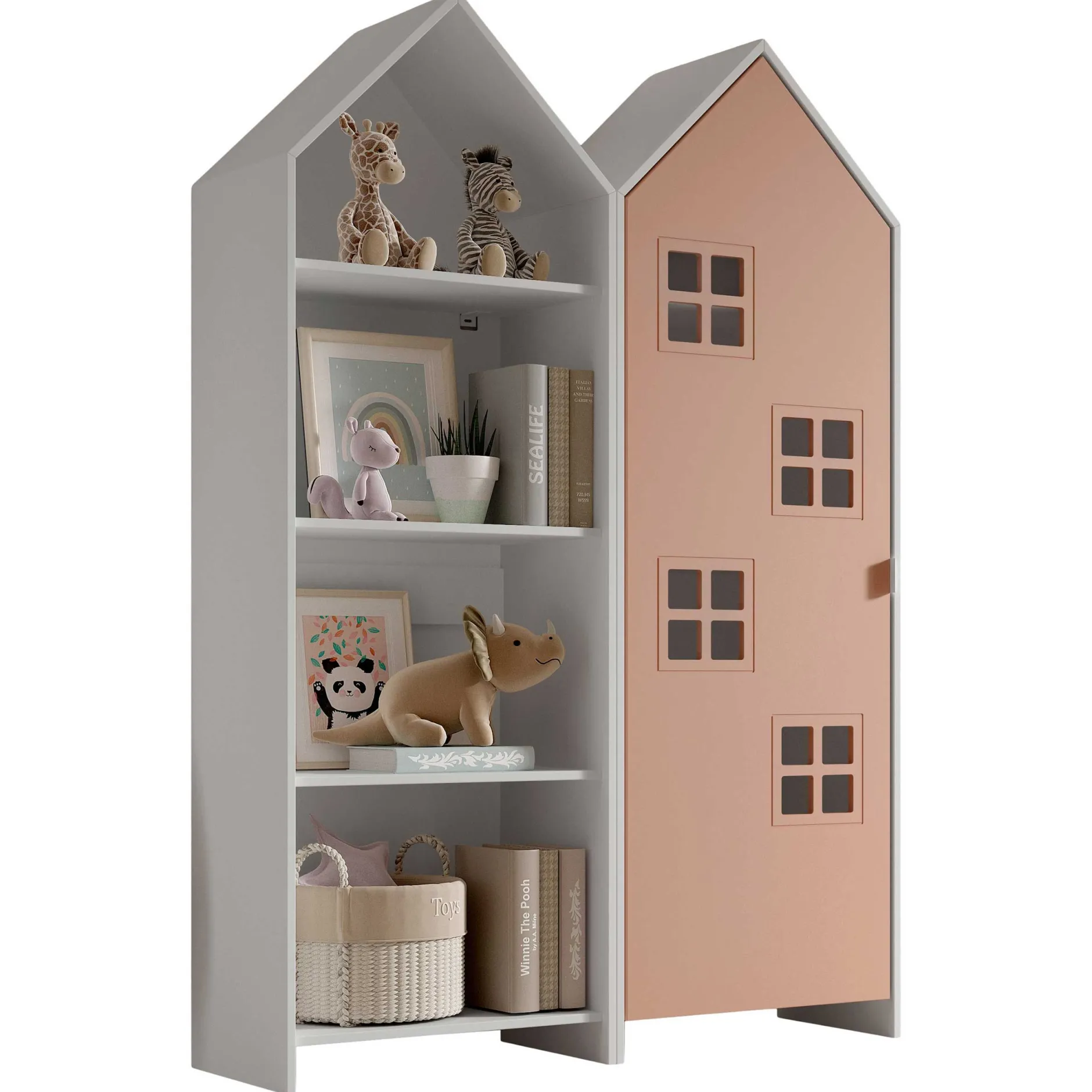 Casami 2-tlg. Kleiderschrank - 115x37x172 cm - Weiß/Rosa