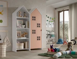 Casami 2-tlg. Kleiderschrank - 115x37x172 cm - Weiß/Rosa