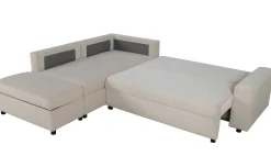 Castel Ecksofa links - mit Stauraum - weißer Rippensamt