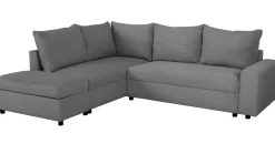 Castel Ecksofa links - mit Stauraum - anthrazit gerippter Samt