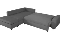 Castel Ecksofa links - mit Stauraum - anthrazit gerippter Samt