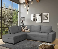 Castel Ecksofa links - mit Stauraum - anthrazit gerippter Samt