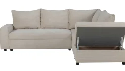 Castel Ecksofa rechts - mit Stauraum - weißer Rippensamt