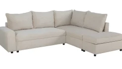 Castel Ecksofa rechts - mit Stauraum - weißer Rippensamt