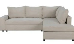 Castel Ecksofa rechts - mit Stauraum - weißer Rippensamt