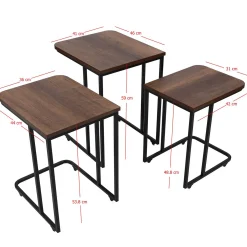 Ce Metal Zigon Satztisch (3-teilig) | METALLRAHMEN | Walnuss, Schwarz