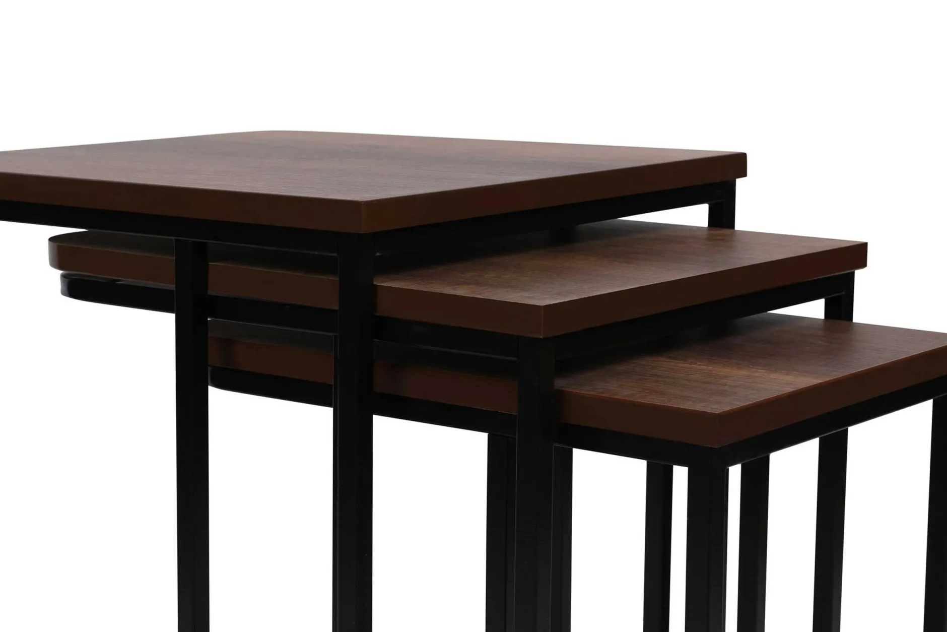 Ce Metal Zigon Satztisch (3-teilig) | METALLRAHMEN | Walnuss, Schwarz