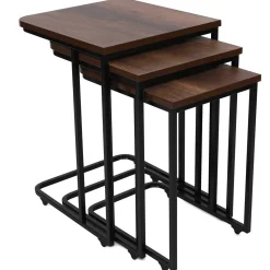 Ce Metal Zigon Satztisch (3-teilig) | METALLRAHMEN | Walnuss, Schwarz