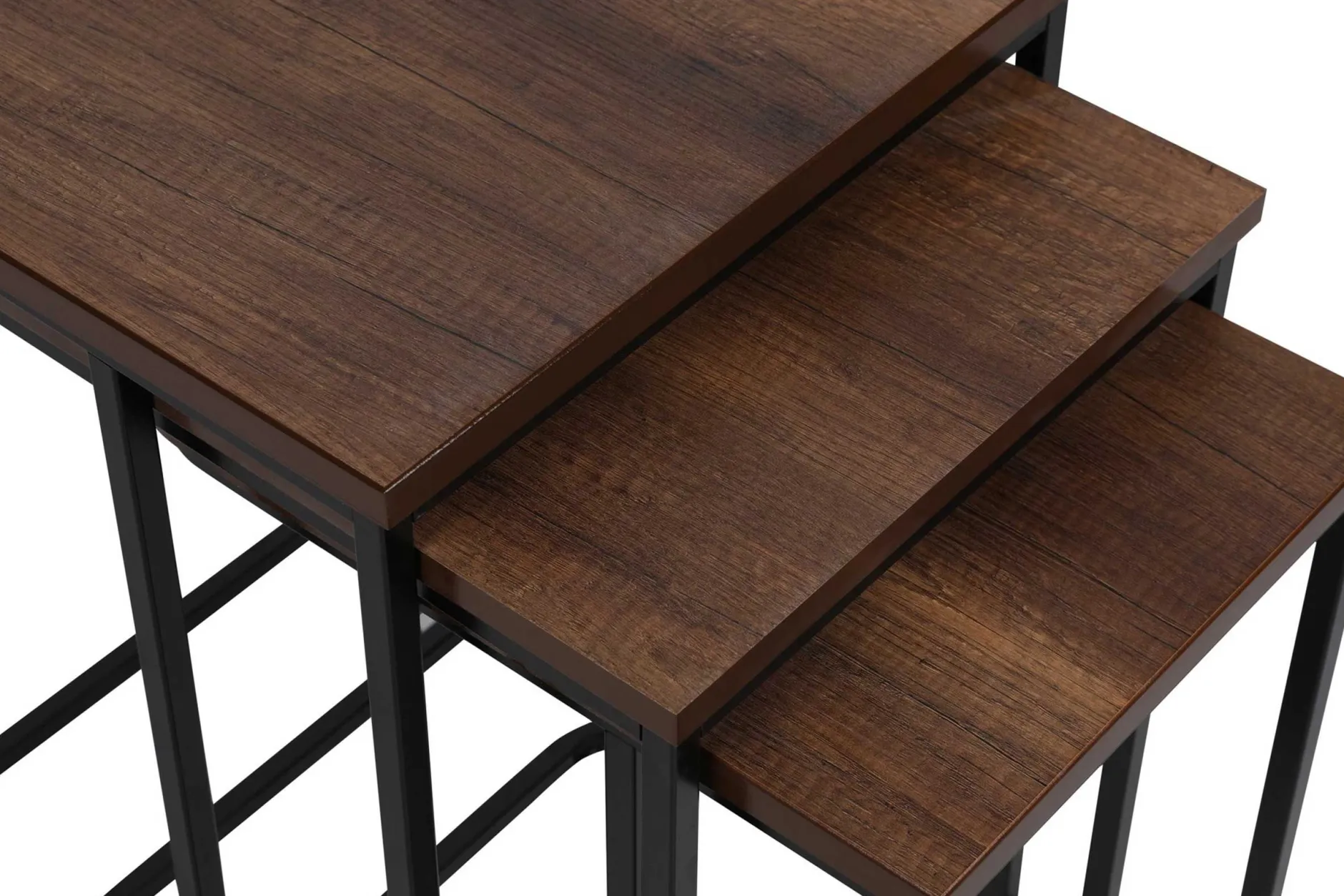 Ce Metal Zigon Satztisch (3-teilig) | METALLRAHMEN | Walnuss, Schwarz