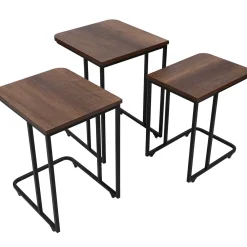 Ce Metal Zigon Satztisch (3-teilig) | METALLRAHMEN | Walnuss, Schwarz