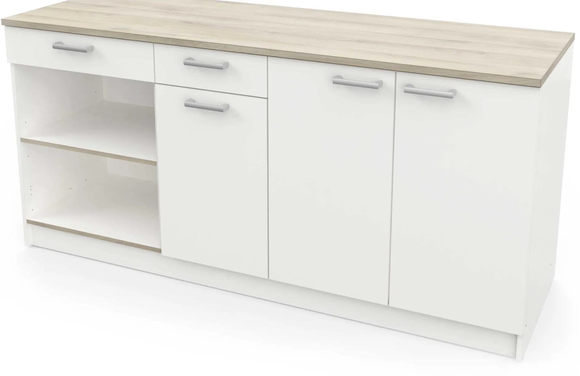 Chef-Unterschrank mit Platz für Spüle, Backofen und Kochfeld - Kronberg Eiche/Mattweiß