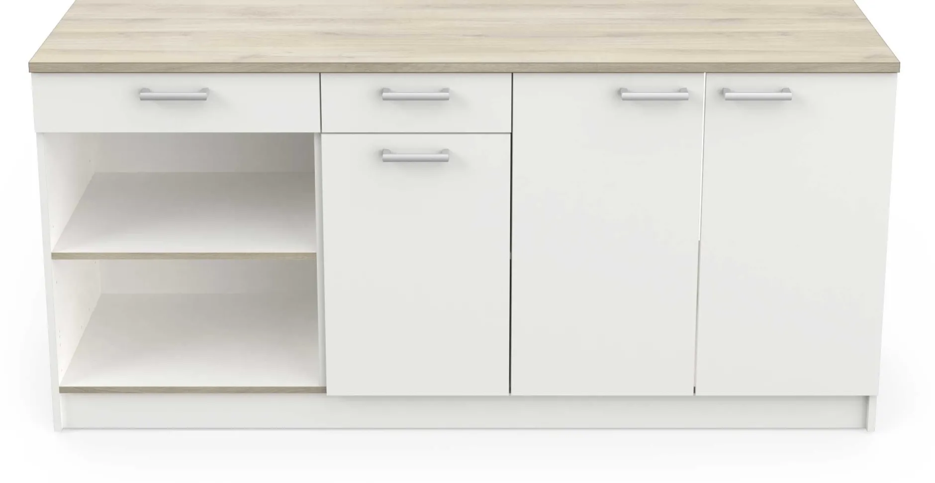 Chef-Unterschrank mit Platz für Spüle, Backofen und Kochfeld - Kronberg Eiche/Mattweiß