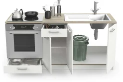 Chef-Unterschrank mit Platz für Spüle, Backofen und Kochfeld - Kronberg Eiche/Mattweiß