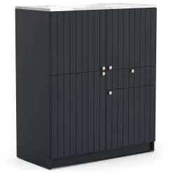 Chester Buffetschrank - 4 Türen und 1 Schublade - Indigo/Marmor