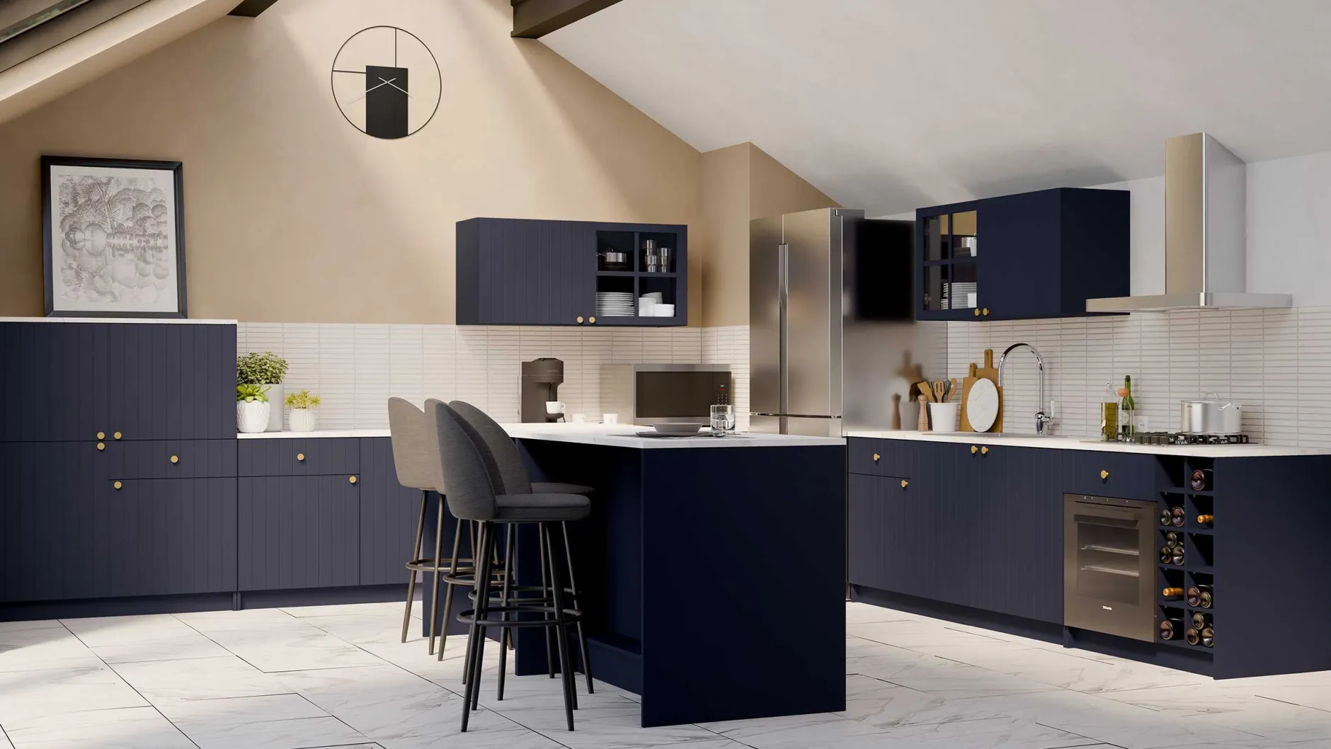 Chester Wandschrank - 120x37x55cm - 2 Türen - indigo