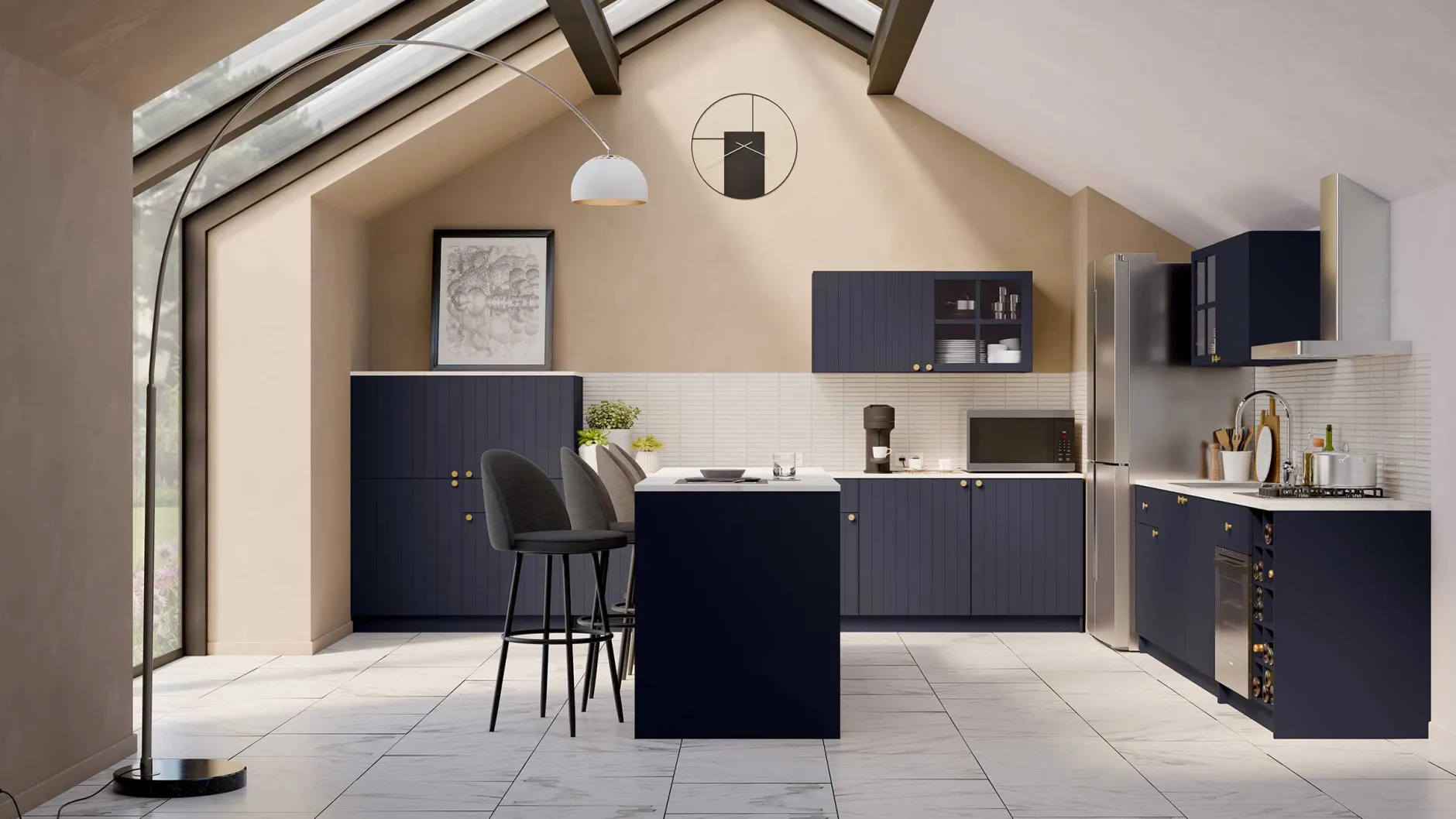 Chester Wandschrank - 120x37x55cm - 2 Türen - indigo